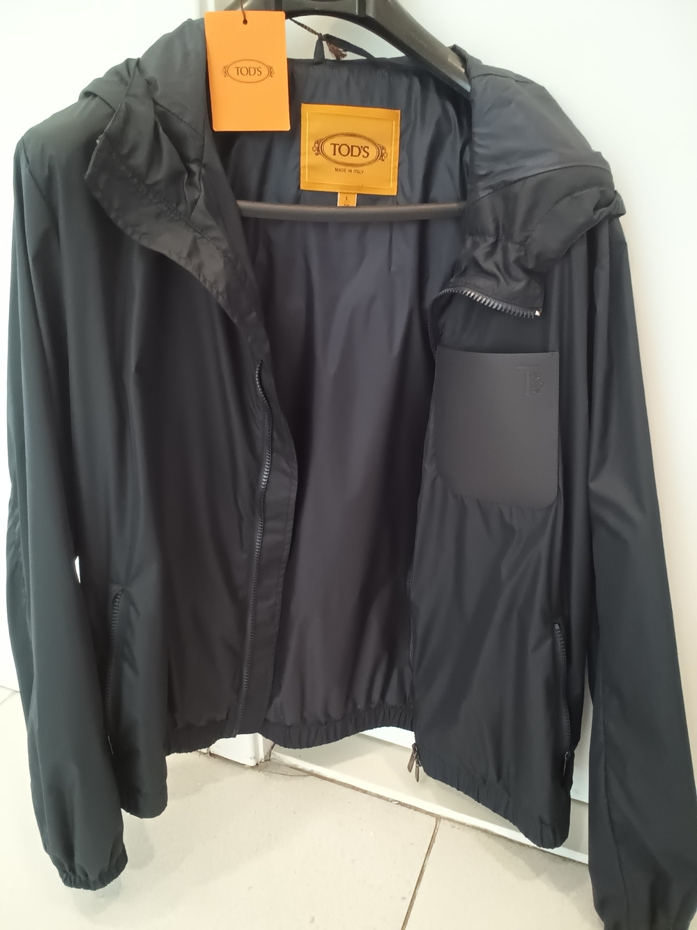 TOD'S Black Hooded Lightweight Jacket